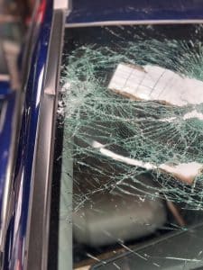 Broken windshield of a car