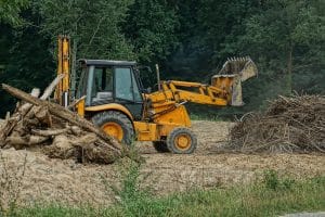 excavator with a bucket