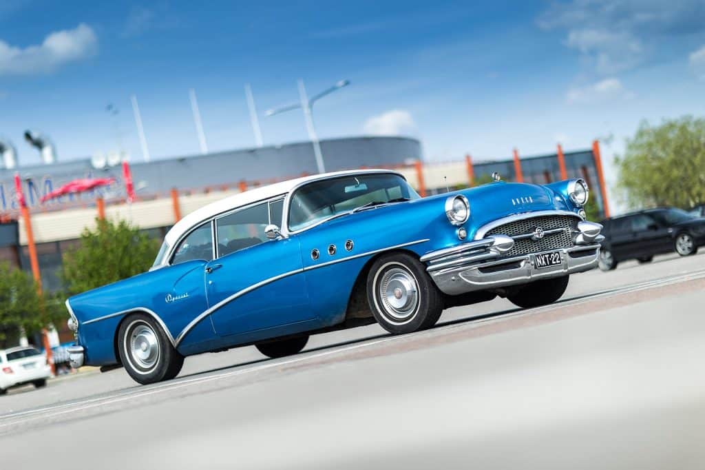 blue classic car